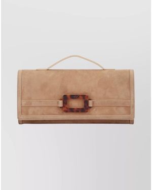 Roger Vivier Suede Clutch Bag - Natural
