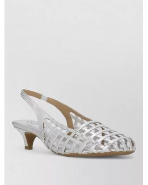 Ash Slingback Leather Sandals Cutout Kitten Heel - White