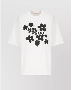 Marni Crewneck Graphic Print Cotton T-Shirt - White