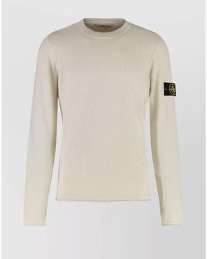 Stone Island Crew-Neck Cotton Blend Jumper - White