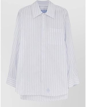 The Seafarer Tara Striped Cotton Long Sleeve Shirt - White