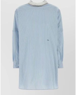 Prada Embroidered Cotton Shirt - Blue