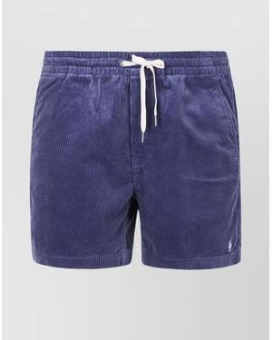 Polo Ralph Lauren Corduroy Drawstring Shorts Back Pockets - Blue