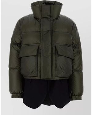 Sacai Nylon Down Jacket High Collar Puffer - Grey