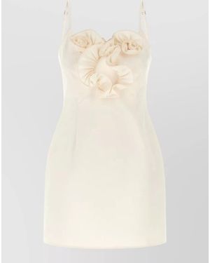 Magda Butrym Cotton Ruffled Sweetheart Neck Mini Dress - White