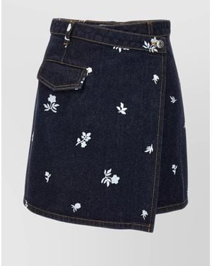Lanvin Embroidered Wrap Skirt - Blue