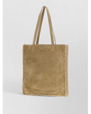 Prada Suede Shopping Tote Bag Large Size - Natural