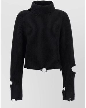 Haikure Lover Knit High Neck Distressed Jumper - Black