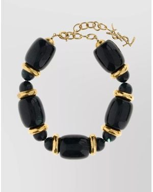 Saint Laurent Metal And Resin Statement Necklace - Black