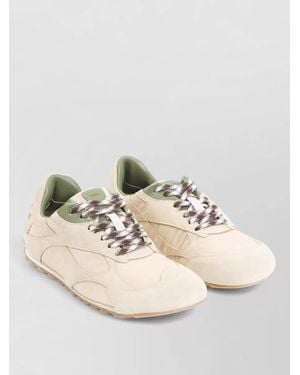 Bottega Veneta Orbit Flash Leather Lace Up Trainers - Natural