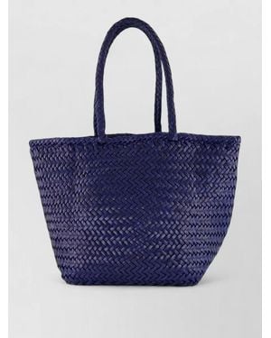 Dragon Diffusion Beach Shopper Bag Woven Design Dual Handles - Blue