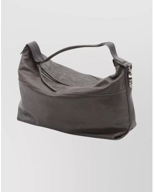 Lemaire Hobo Bag With Metal Carabiner And Canvas - Gray