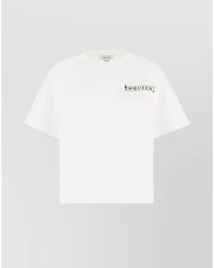McQueen Cotton Logo Print Crewneck T-Shirt - White
