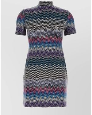Missoni Embroidered Wool Mini Dress - Blue