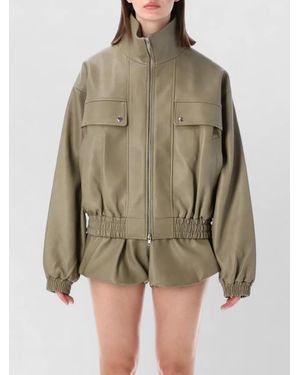 Frankie Shop Nolita Faux Leather Stand Collar Bomber - Natural