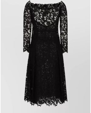 Fendi Cotton Macramé Lace Off-The-Shoulder Bustier Midi Dress - Black