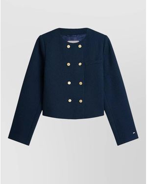 Tommy Hilfiger Textured Cropped Jacket - Blue