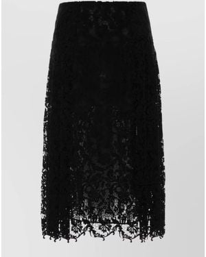Fendi Macrame Lace Skirt Sheer Overlay Design - Black
