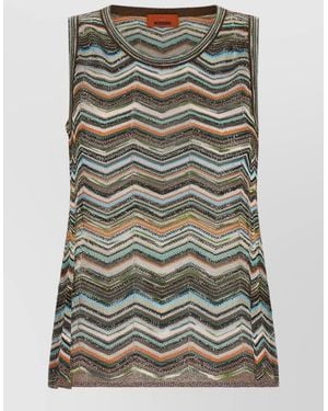Missoni Zigzag Knit Sleeveless Round Neck Top - Gray
