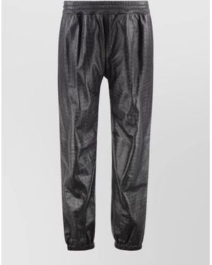 Givenchy Leather Trousers Elastic Waist Ankle Cuffs - Grey