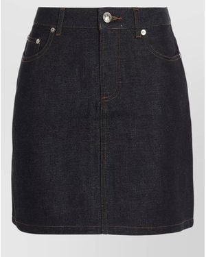 A.P.C. Denim Skirt Mid Length Utility Style Belt - Black