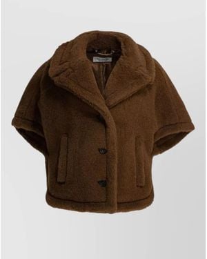 Max Mara Jacket Short Sleeves Notched Lapels Pockets - Brown