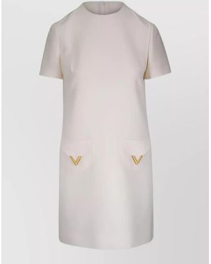 Valentino Virgin Wool Silk Short-Sleeve Mini Dress - Multicolor