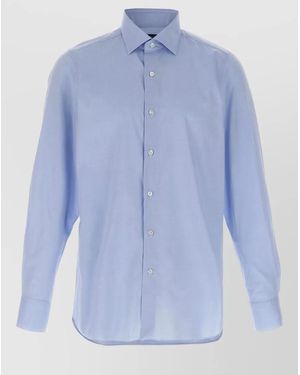 Finamore 1925 Cotton Long-Sleeve Shirt - Blue