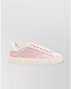 Versace Jacquard Patterned Low Top Trainers - Pink