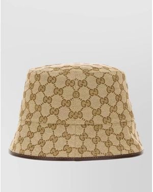 Gucci Gg Fabric Bucket Hat Wide Brim - Natural