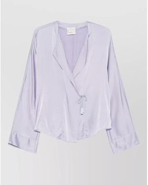 forte_forte Silk V-Neck Long-Sleeve Blouse - Purple