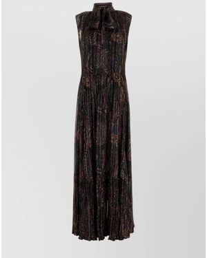 Saint Laurent Silk Printed Maxi Dress - Black