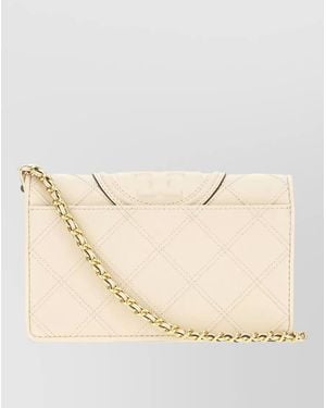 Tory Burch Quilted Purse Chain Strap Shoulder Bag - Natural