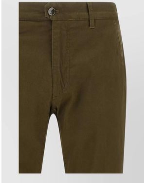 Incotex Cotton Trousers Belt Loops Back Pockets - Green