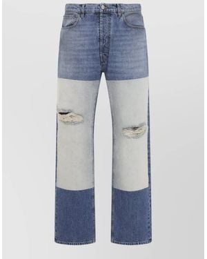 Maison Margiela Straight Leg Denim Jeans Contrasting Inserts - Blue