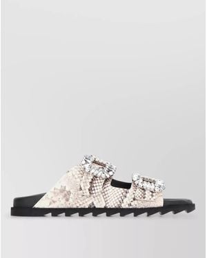 Roger Vivier Crystal-Embellished Slide Sandals - White