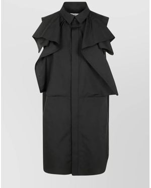 Sacai Draped Cotton Inserts Dress With Back Ruffle in Pink