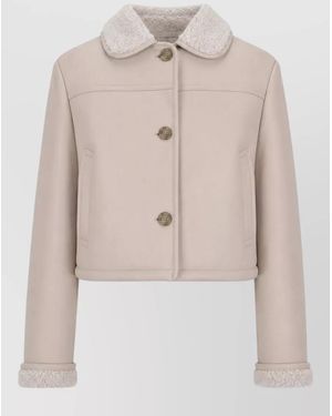 LA ROSE Leather Single Breasted Coat - Natural