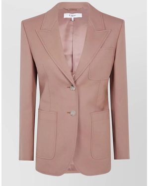 Chloé Long Tailored Blazer Single Breasted Notch Lapel - Pink