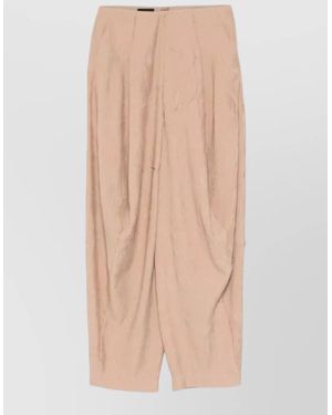 Giorgio Armani Relaxed Trousers Side Pockets Textured Fabric - Natural