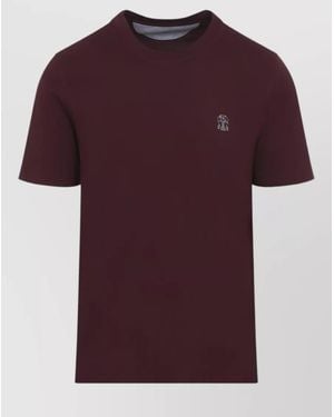 Brunello Cucinelli Monili Detail Cotton Crew Neck T Shirt - Red