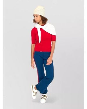 LA ROSE Cashmere 3/4-Sleeve Knit Top - Red