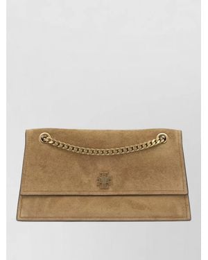 Tory Burch Kira Suede Leather Shoulder Bag - Natural