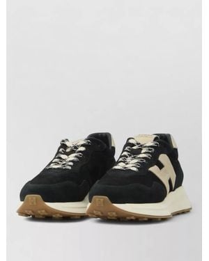 Hogan H641 Suede Sneakers Side H Rounded Toe - Black