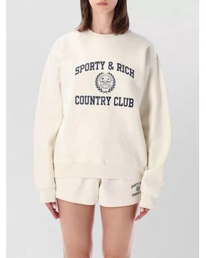 Sporty & Rich Cotton Oversized Varsity-Print Crewneck Sweatshirt - Natural