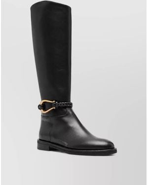 Roberto Festa Leather Braided Ankle Boots - Black