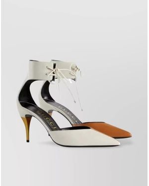 Gucci Pointed Toe Stiletto Heel Two-Tone Pumps - White