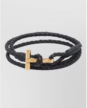 Tom Ford Braided Leather Wrap Bracelet Adjustable Knot - Multicolour