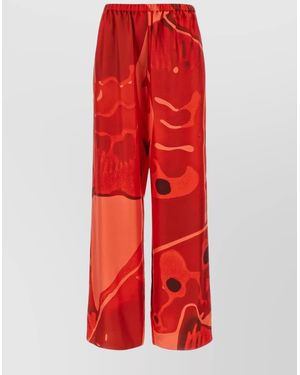 Ferragamo Silk Wide-Leg Trousers - Red