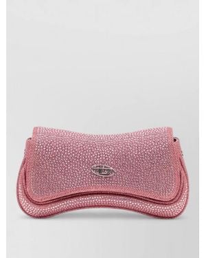 DIESEL Rhinestone Clutch Bag Shoulder Strap - Pink